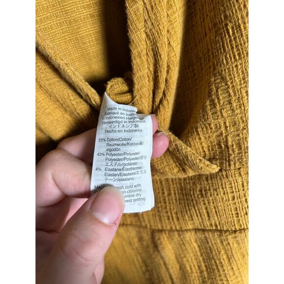 Madewell Texture & Thread Mustard Wide Leg Wrap Jumpsuit Romper Size Medium - Picture 4 of 6